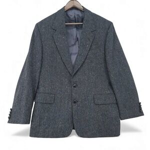 Tom James Tweed Blazer 44R Men Wool Sport Coat Gray Ivy Classic Preppy Old Money